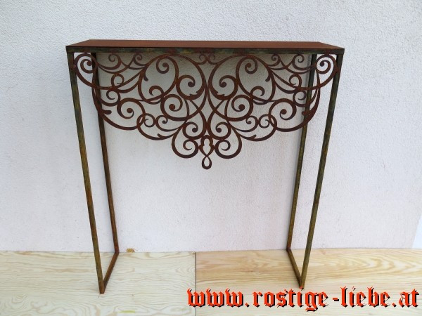 Edelrost Möbel Tisch Vanessa, Dekor vorne