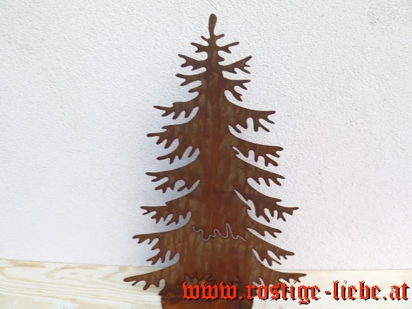 Edelrost Tannenbaum C 63cm auf Platte