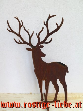 Edelrost Hirsch mit großem Geweih 150cm 