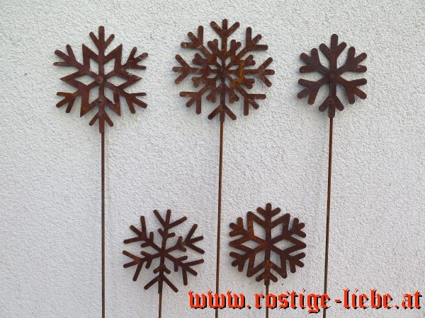 Edelrost Stab Schneeflocke A klein 1Stk.