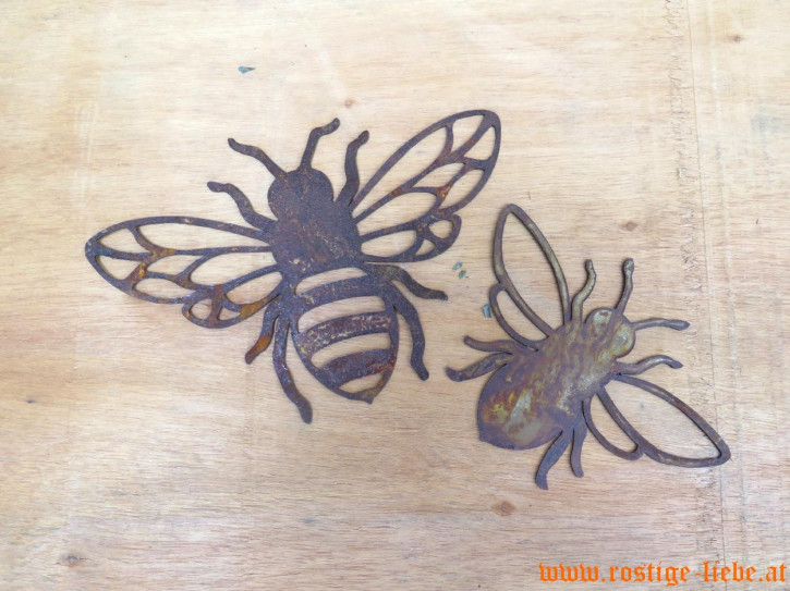 Edelrost Biene groß mit Ausschnitten