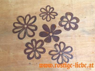 Edelrost Blümchen zum Hängen, sortiert 3 Stk.