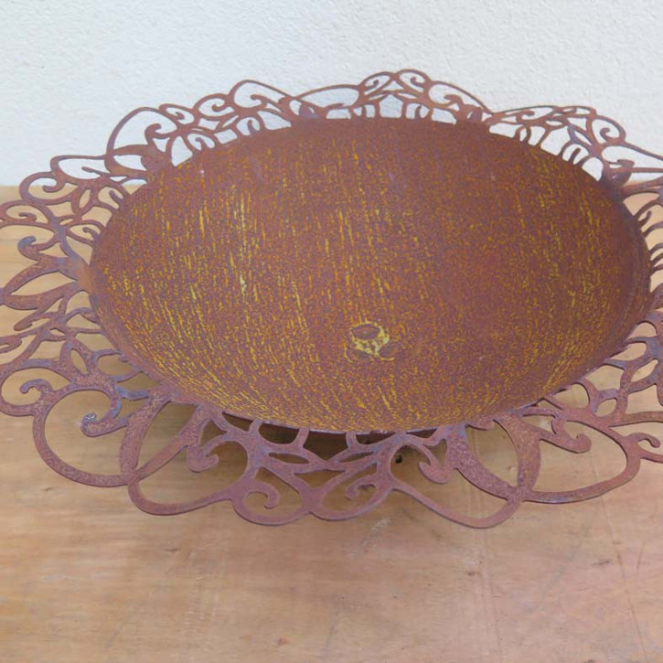 Edelrost Schale mit druchbrochenen welligen Rand