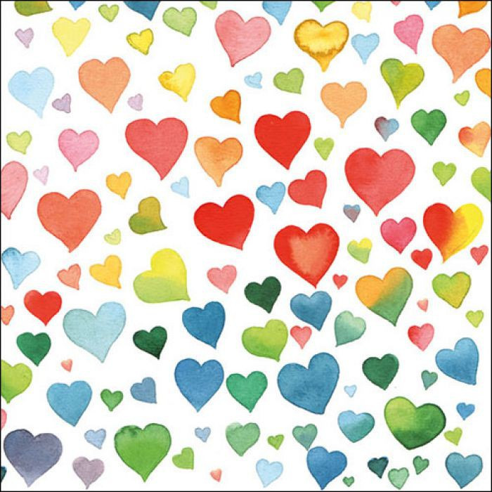 Servietten Colourful Hearts Mix