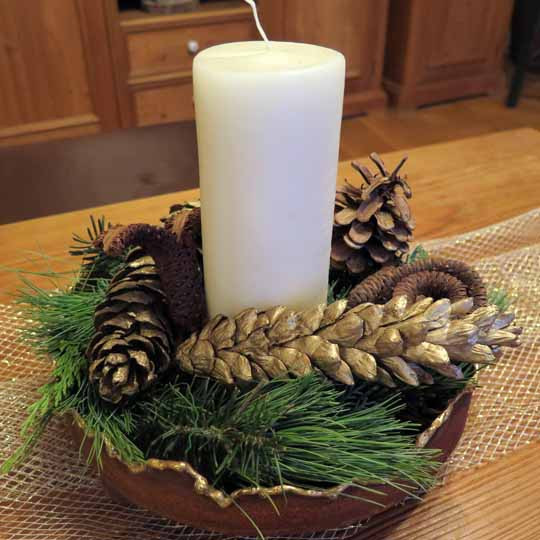 Edelrost Kerzentablett mit Goldrand 25cm