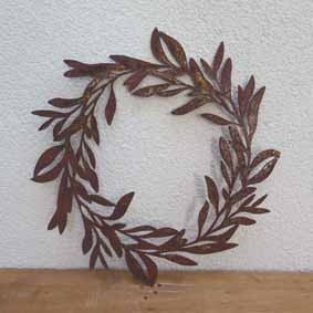 Edelrost Hänger Olivenlaubkranz