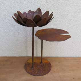 Edelrost Tischdeko Seerosenblüte & -blatt